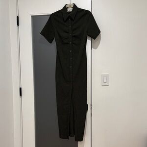 Nanushka Black and Green Button Down Dress